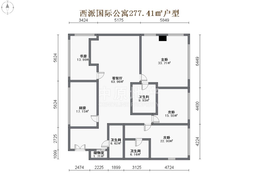 西派国际公寓 4室2厅2卫 格局方正 品质小区