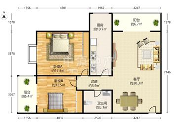 百环家园 2室1厅1卫 格局方正 经典实用