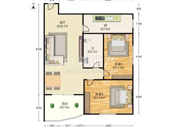 望京西园三区 2室2厅2卫 两房朝南 格局方正