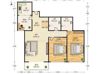 阳春光华 2室2厅2卫 带飘窗 客厅朝南