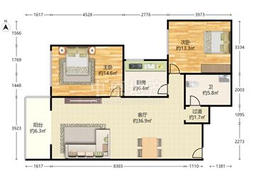 百环家园 2室1厅1卫 经典实用 格局方正