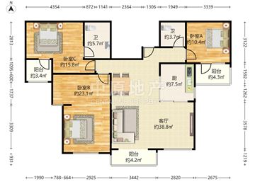 新景家园回迁房东区 4室2厅2卫 格局方正 全南户型