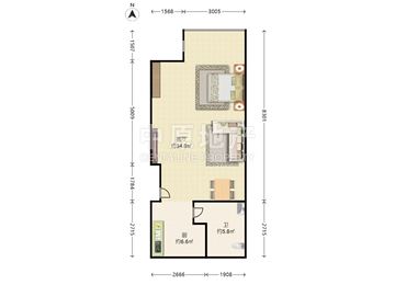 国瑞城公寓 1室0厅1卫 经典实用 带飘窗