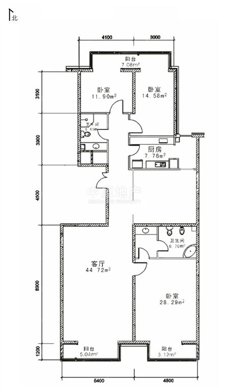 金融街华荣公寓 一梯一户南北通透三居 办公装修带车位 好看房