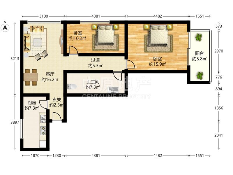 金蝉北里 2室2厅1卫 格局方正 经典实用