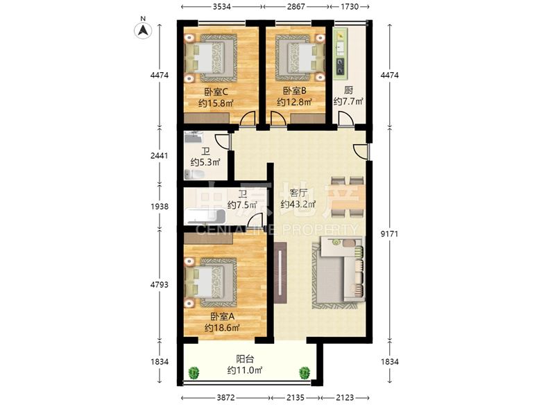 紫芳园六区(方庄6号 3室2厅2卫 品质小区 格局方正