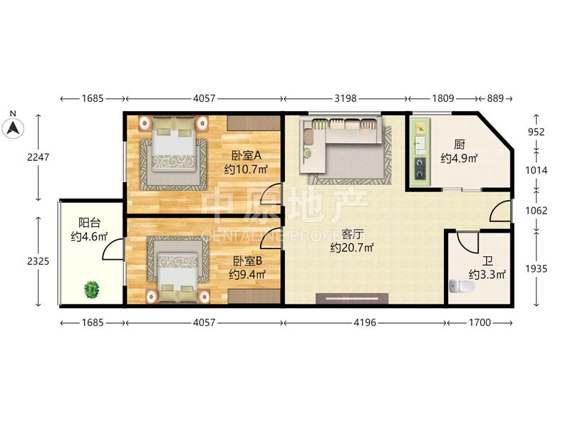 芳城园二区2室1厅1卫格局方正经典实用